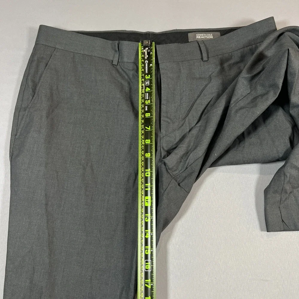 Kenneth Cole Reaction Dress Pants Mens 38x30 Gray Rayon Mid Rise Straight Leg